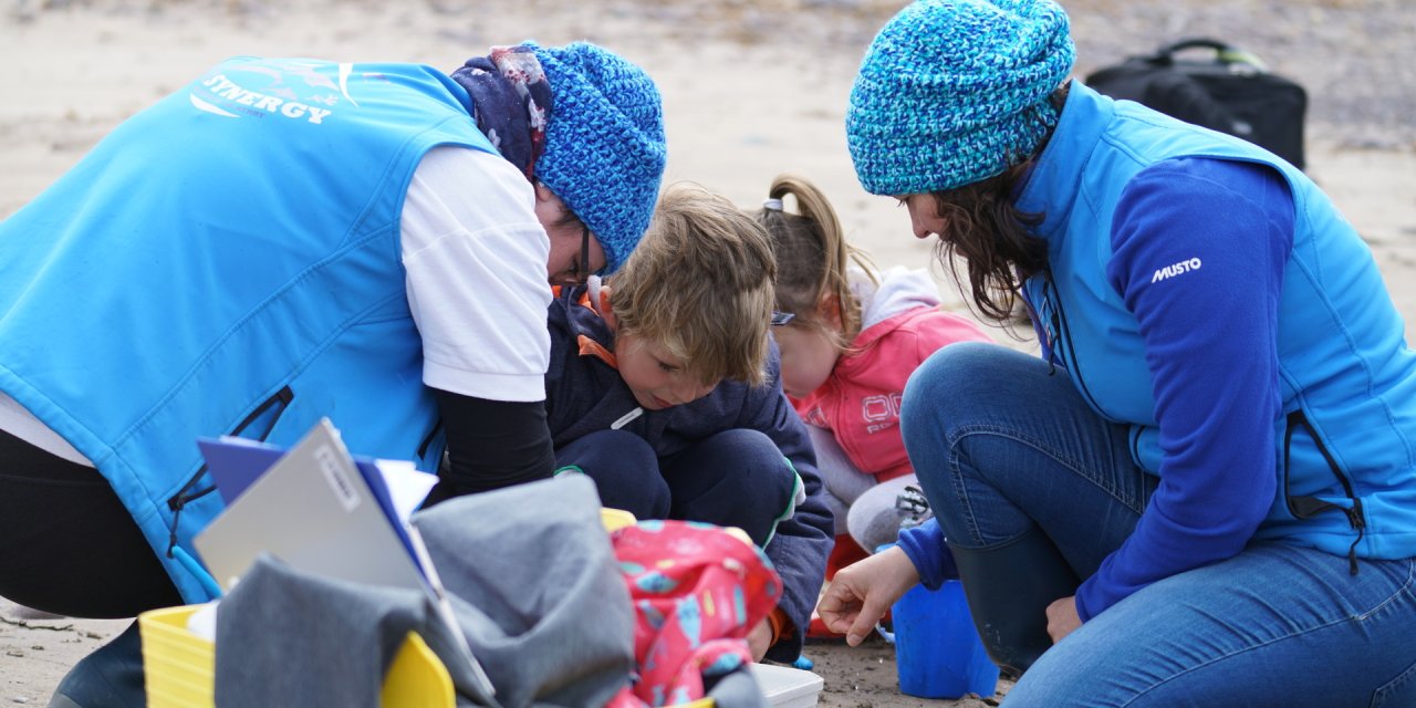 children on seashore 